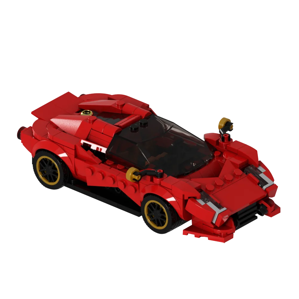 Gobricks MOC Super prędkość samochód sportowy Mustang V12 Drive De Tomasoeds P72 klocki wyścigi drogowe miejski Model zabawkowe klocki na prezent