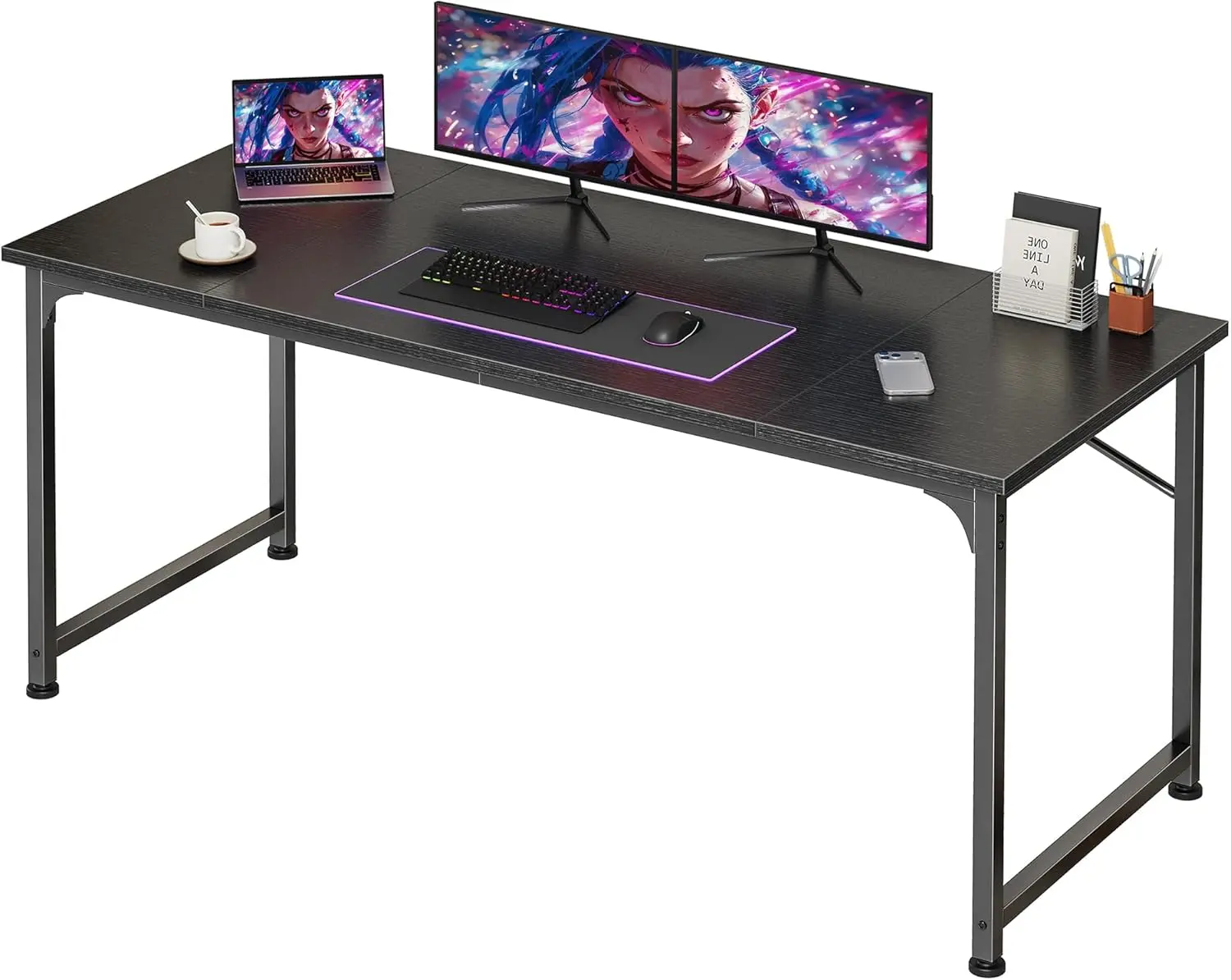 

Gaming Desk Wood 55 Inch Basic Function All Seasons Black