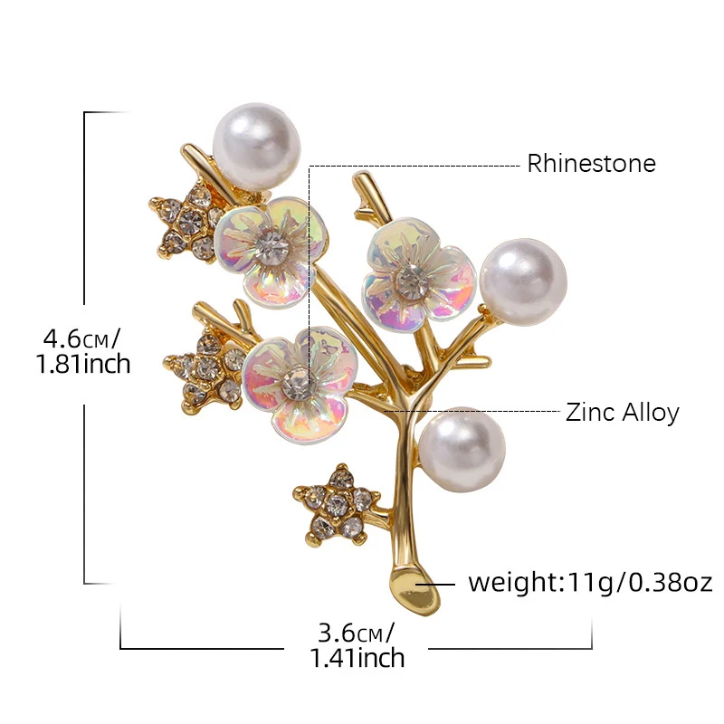 Fashion Plum Blossom Twig Brooches For Women femininity sense Chinese style pearl Flower Lapel Pins corsage clothing accessories