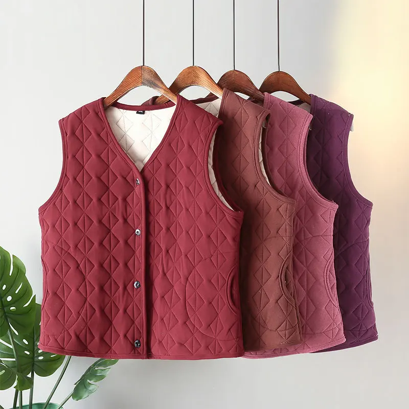 

Autumn Winter Vest Women Tank Top Sleeveless Jacket New Solid Color Large-Sized Middle-aged Female Waistcoat 9XL Chaleco Mujer