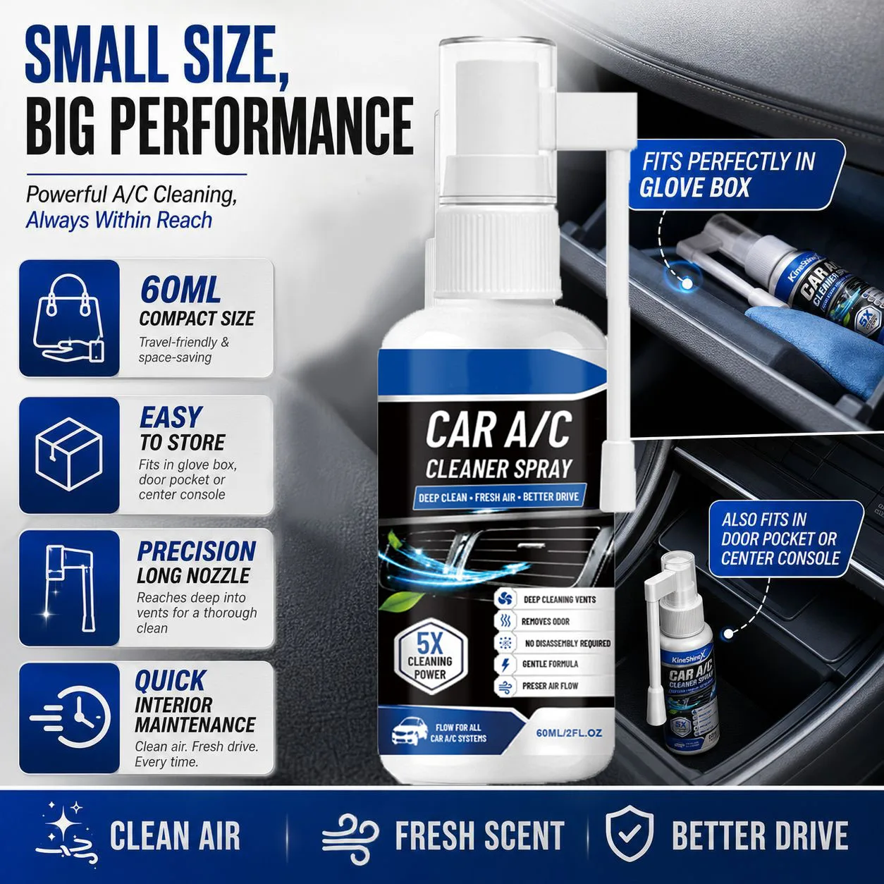 Car Air Conditioner Foam Cleaner Spray Interior AC Vent Cleaning Dust Odor Remover Air Outlet Deodorant For Most Vehicle Models