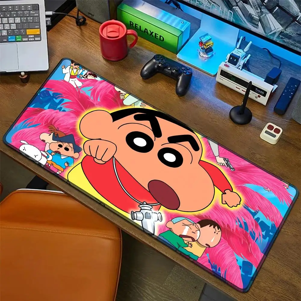 

Коврик для мыши с мультяшными мелками Shinchans, резиновый коврик для ноутбука Xxl, коврик для мыши, ноутбук, геймер, компьютерный стол, игровые аксессуары