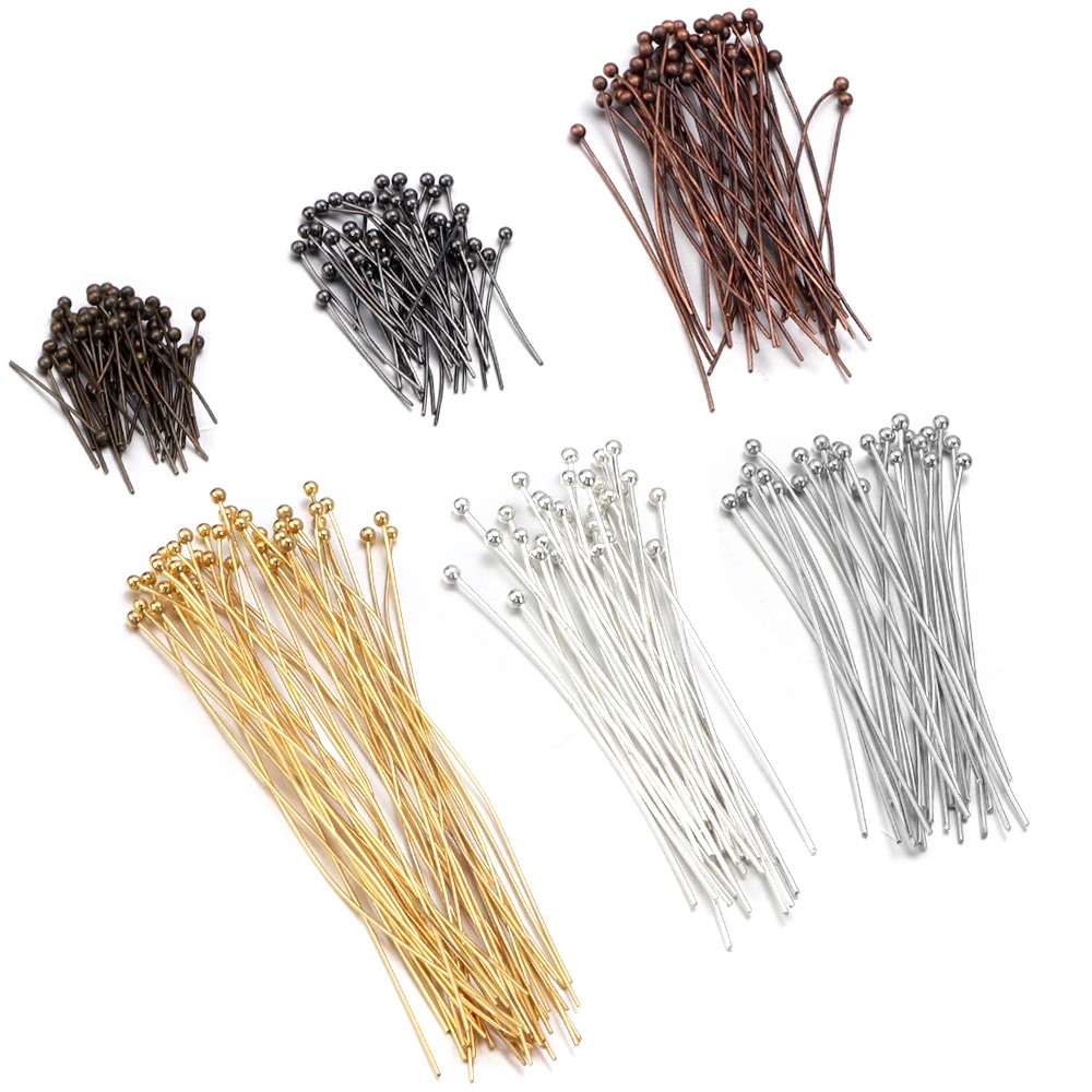 100/200PCS Brass Ball Head Pins Gold Plated Ball Head Pins for Jewelry Making Beading Pins Findings DIY Make Jewelry Accessories