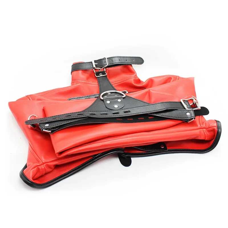 MN1 女性黒赤セクシーなオープン胸カップレスレザーボンデージ海峡ジャケットトップ女性の拘束ストレートジャケットハロウィン C9 * Jy