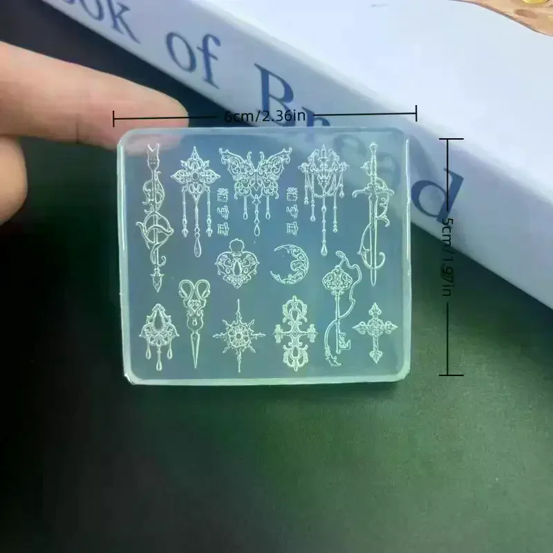 1 قطعة النمط الأوروبي الرجعية ثلاثية الأبعاد الإغاثة قالب من السيليكون ، الزهور الشفافة ربطة القوس فيونكة مسمار الفن سيليكون نحت قالب قالب القالب