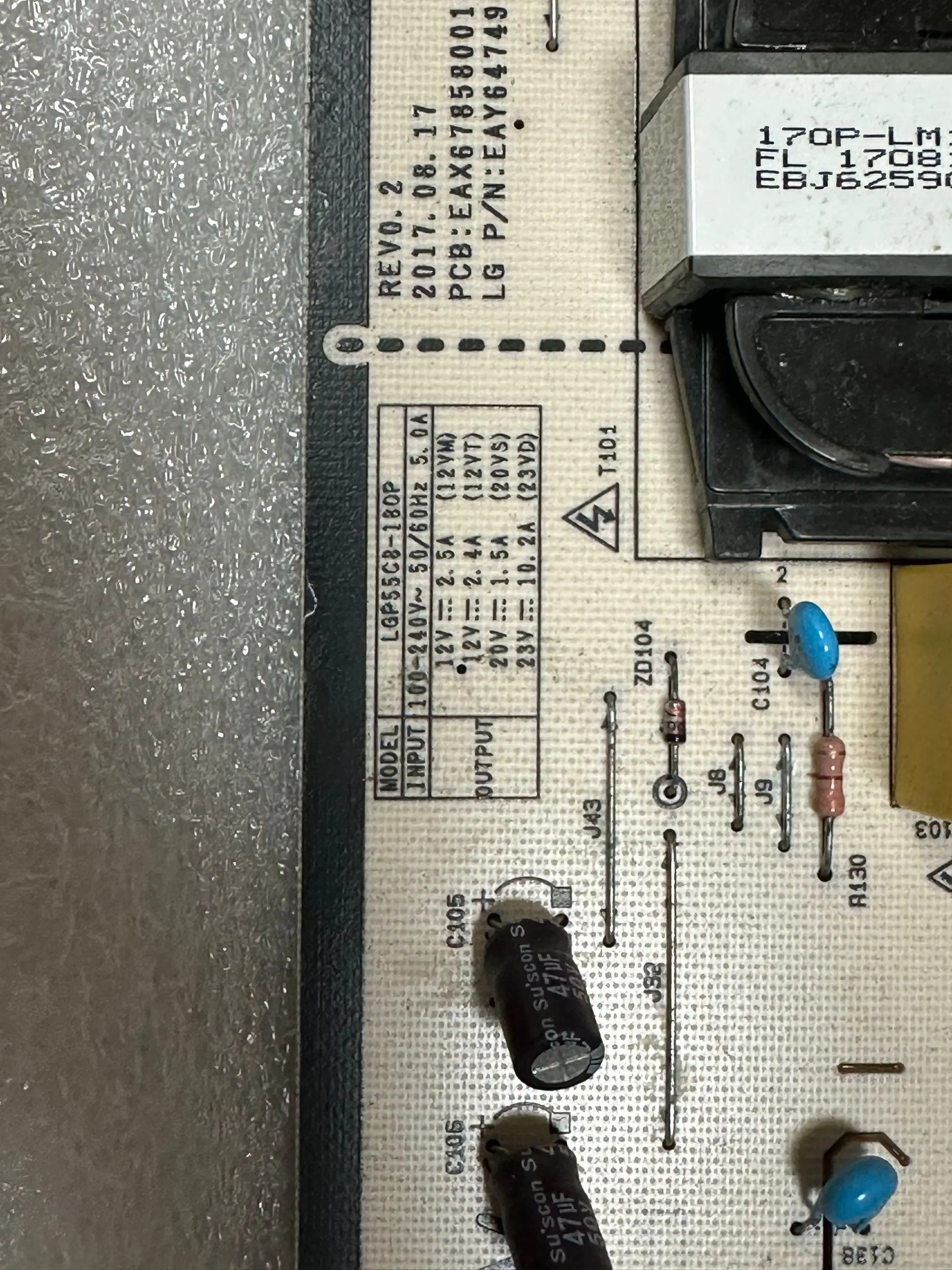 기존 OLED55B8PCA LCD TV 전원 보드 LGP55C8-180P EAX67858001