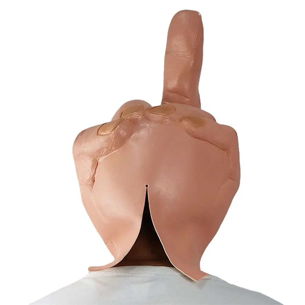 Novelty Latex Costume Scary Middle Finger Funny Halloween Mask