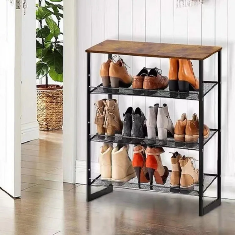 

Wrought iron shoe rack simple household entrance dormitory rental house rack multi-layer adjustable storage shelf