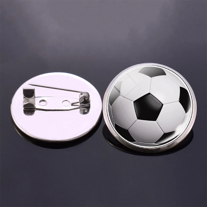 Round Glass Dome Brooch Tennis Football Baseball Volleyball Soccer Basketball Brooch Pins Sport Badge Shirt Accessories