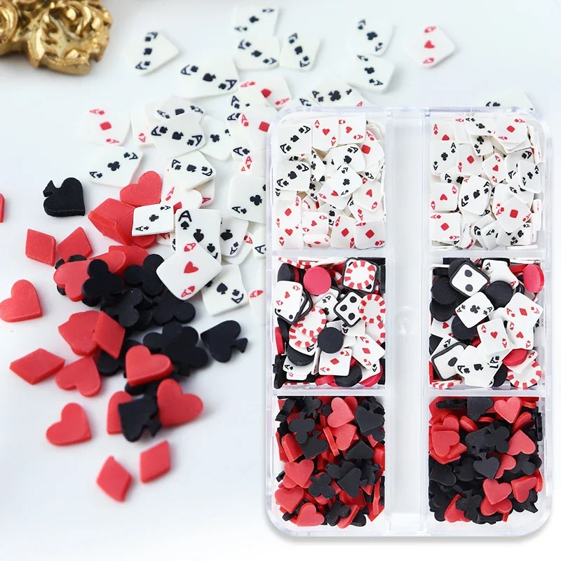 

Playing Cards Nail Accessories DIY Charms Spades A Poker Polymer Clay Slices Nails Art Decoration Manicure Material Slime Flakes