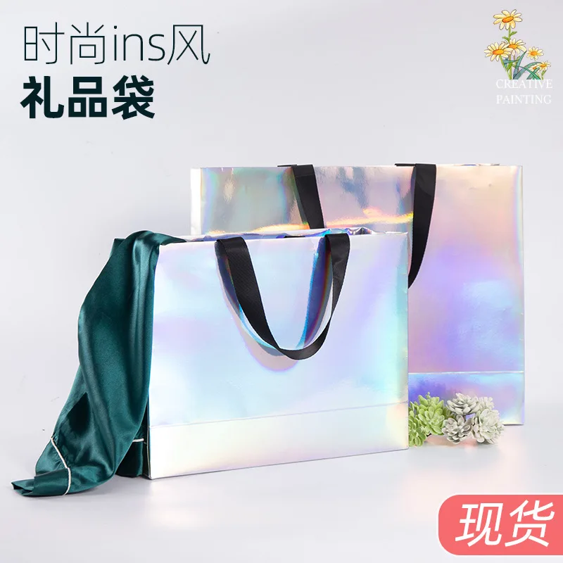 It is customized. Colorful handbag cloth bag customized clothes bag high-end solid customized paper packaging bags