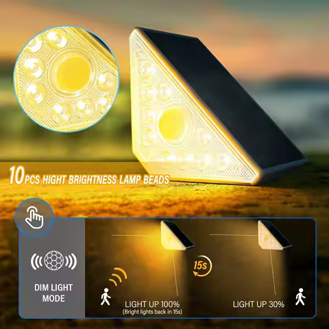 Solar Step Light with Motion Sensor Warm White Light High Brightness Solar Stair Lights Waterproof for Garden Steps Deck Door
