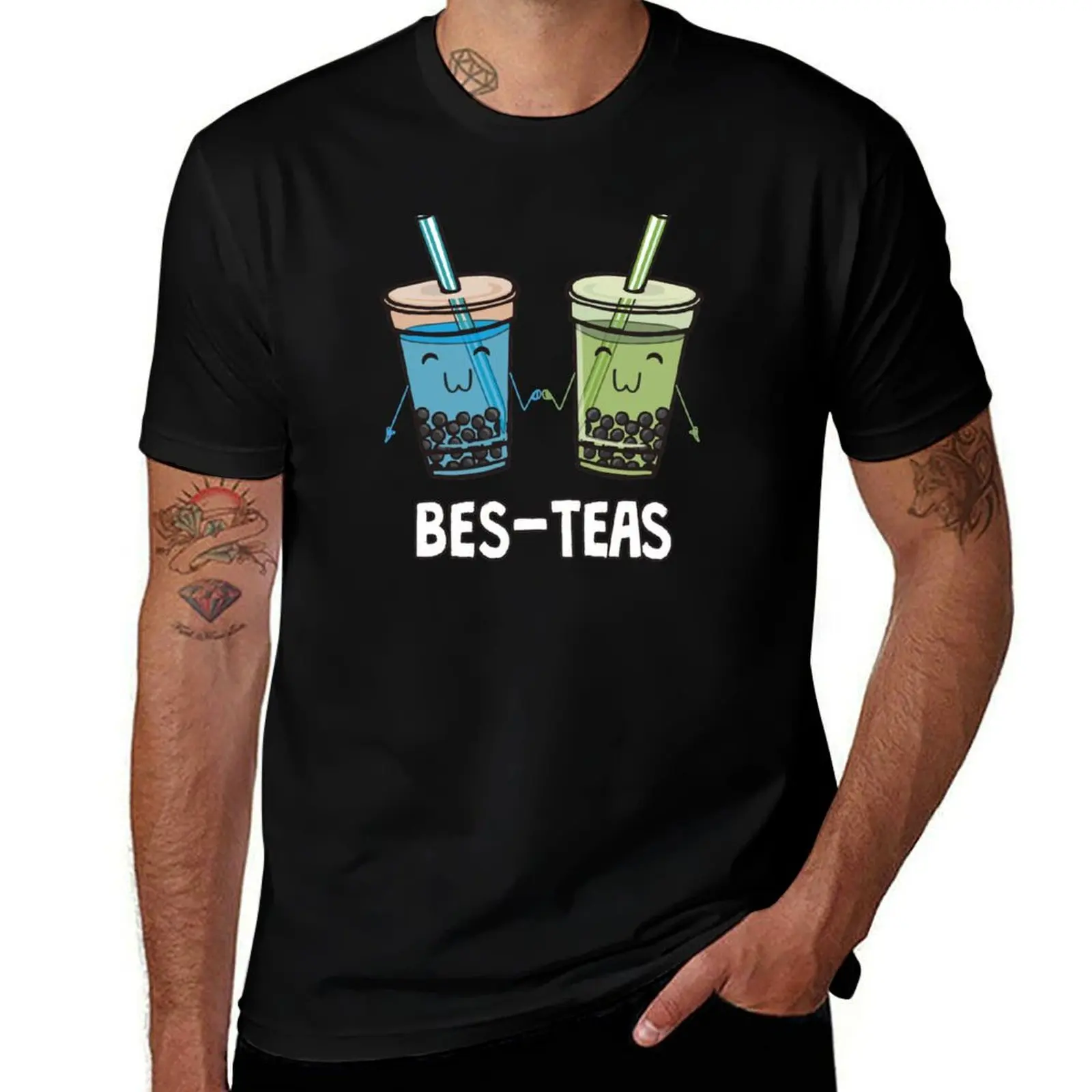 

Bes-Teas Pun Funny Boba Bubble Tapioca Tea for Best Friends T-Shirt t shirts for man graphic vintage anime tshirt T-Shirt