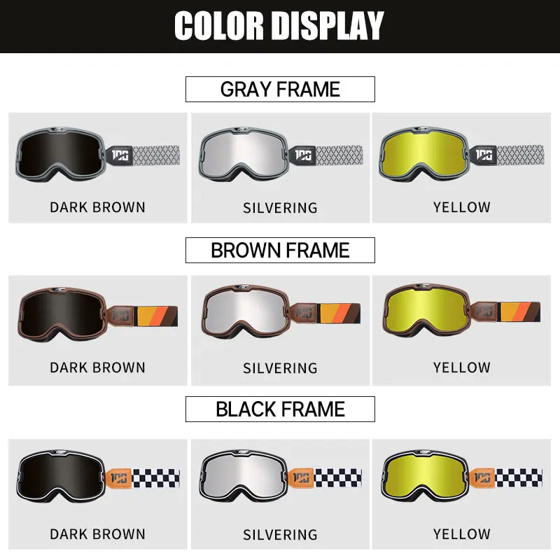 Motorbike Goggles Adult Motorcycle Biker Glasses for the Men Women Motor Helmet Sunglasses Vintage for Outdoor Glasses