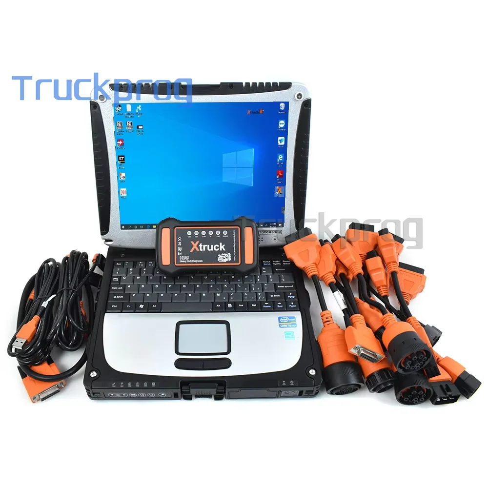 CF19 Laptop+Full Set XTRUCK Y009 HDD Multi-brands OBD2 for Truck Diesel Construction Machinery Excavators Diagnostic Tool