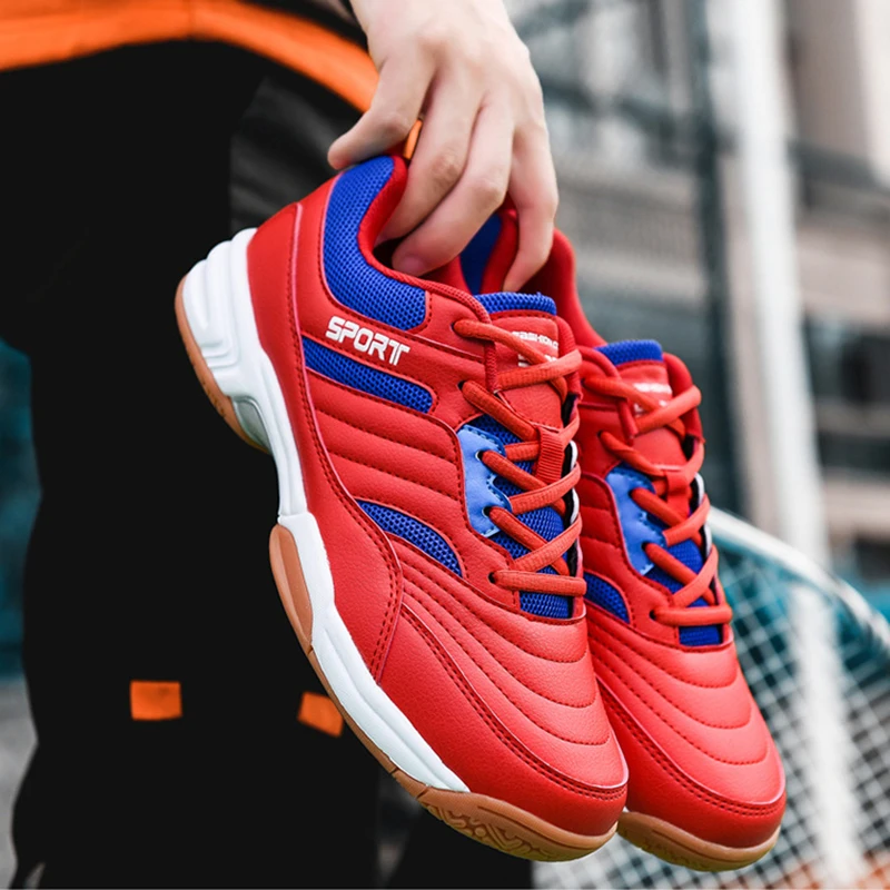 

Мужские кроссовки для бадминтона 2026 года, красные, с амортизацией, профессиональные, для юниоров, теннисные, нескользящие, для тренировок, спортивные