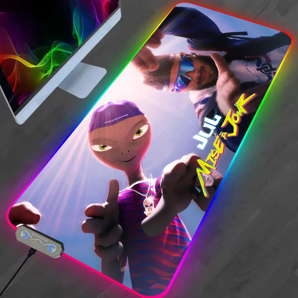 Rapper Jul Mise a jour S Mouse Pad RGB LED Light Non-Slip Rubber Base Waterproof Office PC Home Best Price Desk-Mat USB Large Ga