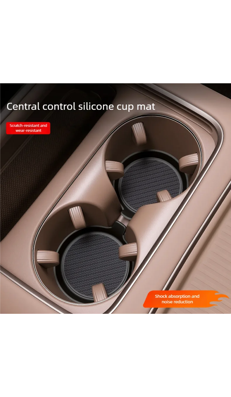 2-Pack of 8cm Diameter Silicone Car Cup Mats, Waterproof and Stain-Resistant, Non-Slip and Shock-Absorbing Carbon Fiber Pattern Cup Mats Compatible with Most Car Models