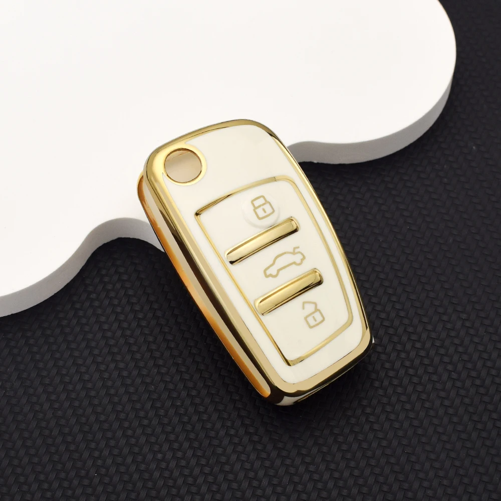 مجموعة غطاء مفتاح السيارة من البولي يوريثان مع حلقة رئيسية لأودي A1 A3 A4 A5 A6 A7 Q3 Q5 Q7 TT S3 S4 S6 RS3 ملحقات واقية مضادة للخدش