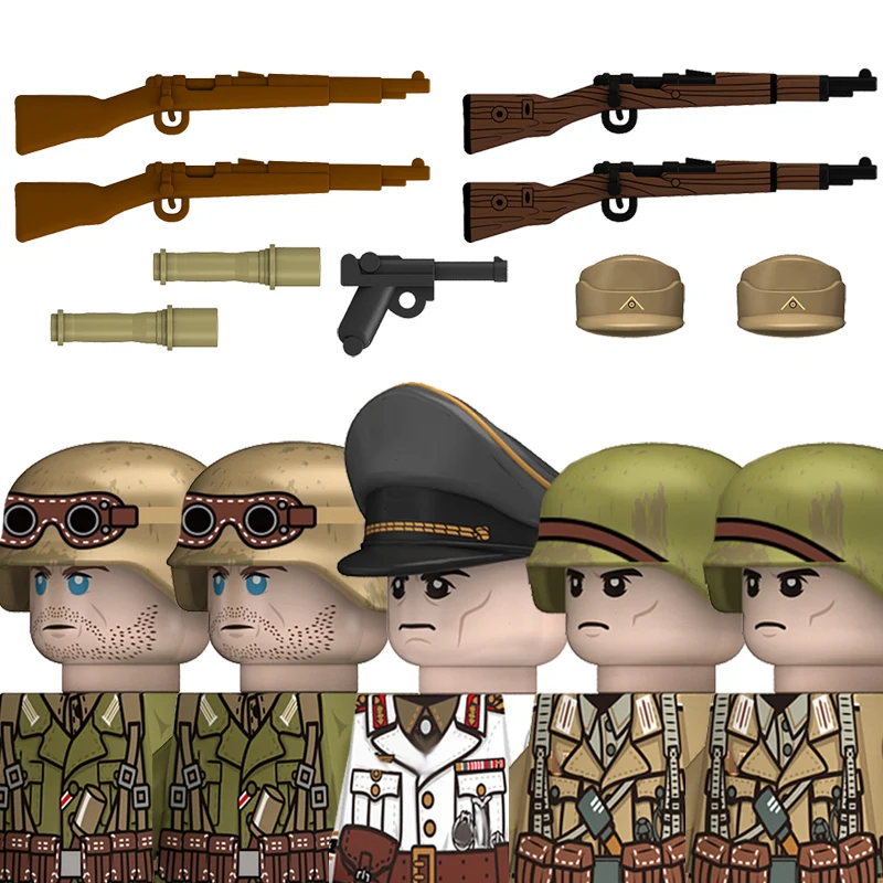 Figurki żołnierzy piechoty z II Wojny Światowej, klocki konstrukcyjne, Wielka Brytania, USA, Związek Radziecki, Legion, wojska opancerzone, broń, hełmy, klocki, zabawka, prezent.