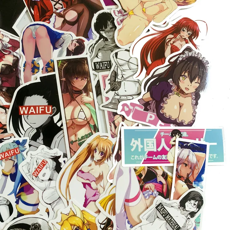 Imagem -03 - Hentai Anime Sexy Girls Adesivos para Adultos Faça Você Mesmo Graffiti Decalques Brinquedo Presente Laptop Bagagem Motocicleta Carro Waifu 100 Pcs