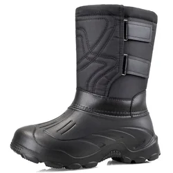 -45 Degree Winter Camouflage Snow Men Boots Rain Shoes Waterproof With Real Wool Warm Male Casual Mid-Calf Work Fishing Boot