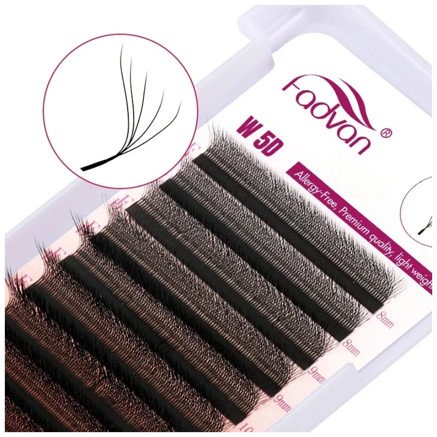 FADVAN M/L/L +/C/D حليقة ثلاثية الأبعاد/4D/5D W شكل رمش ملحقات مقاوم للماء الشباك رموش تكثيف طبيعية لينة سوداء الرموش الصناعية