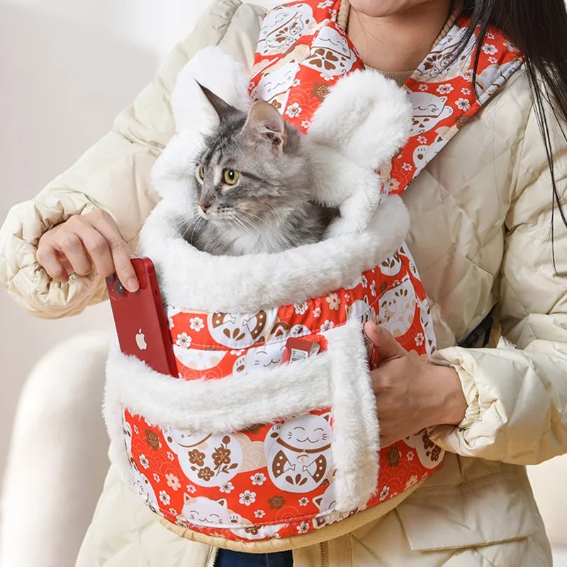 Winter Shoulder Pet Backpack Nest Portable Warm Cat Bag Kitty Cat Nest Small Dog Kennel Pet Nest