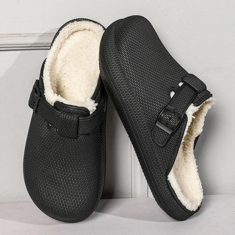 Winter Men Women Slippers Warm Furry Slippers Couples Concise Indoor Home Cotton Shoes Casual Fluffy Slides Plush Fur Clogs 48