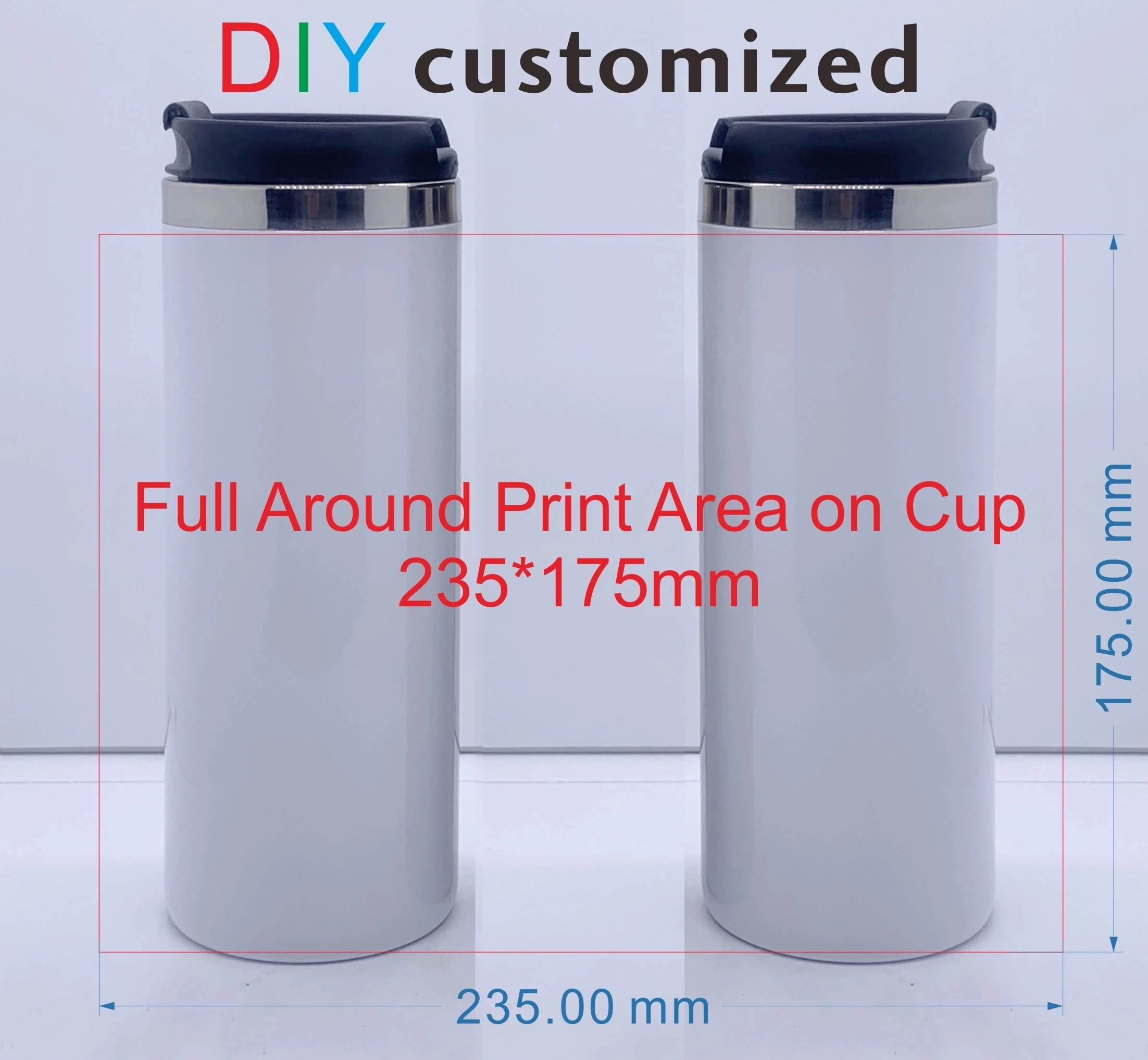 DIY 450ML Coffee Cup Customized Print with Your LOGO PHOTO Name TEXT Thermos Tumbler for Office Drink Water Keep Cold and Hot