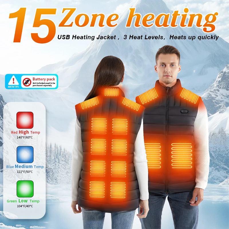 アウトドアキャンプ、釣り、スキーに適した屋外用加熱ベスト-メンズ加熱ベストジャケット