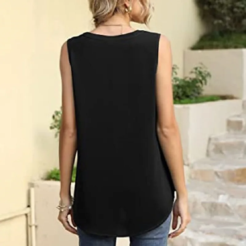 2024 Europe and the United States summer new pure color V sleeveless party wear casual comfortable vest