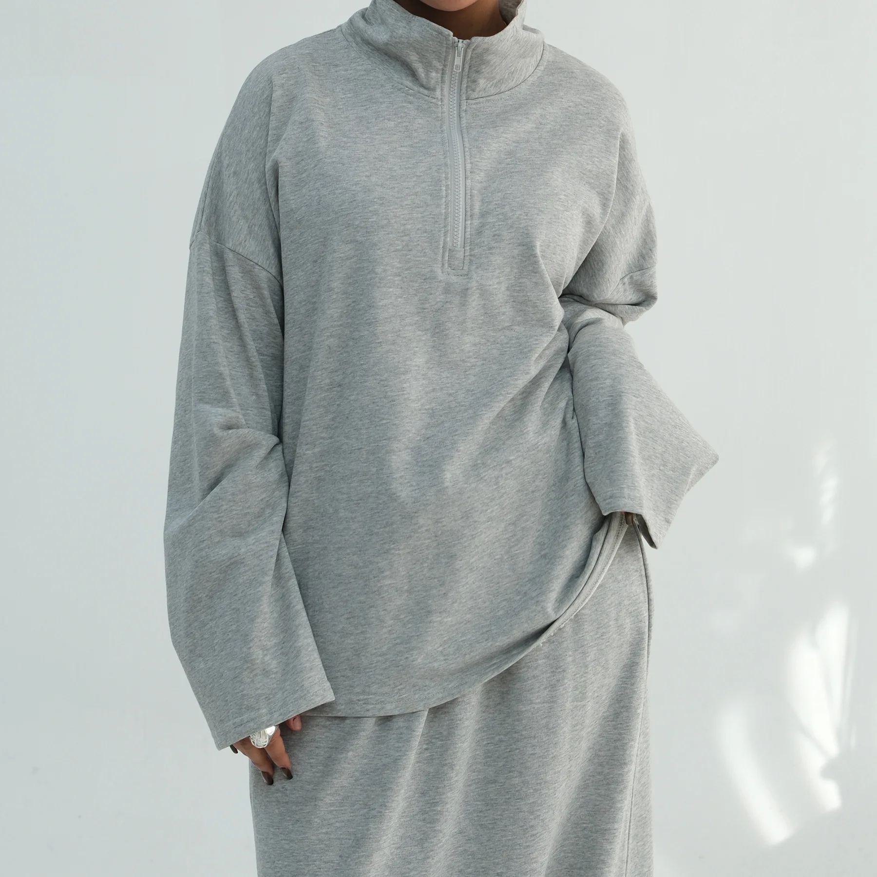 

Мусульманские комплекты для Рамадана для женщин, топы из 2 предметов на молнии, юбка, Ближний Восток, Дубай, Абая, исламская одежда, спортивный костюм, ансамбли Femme Musulmane