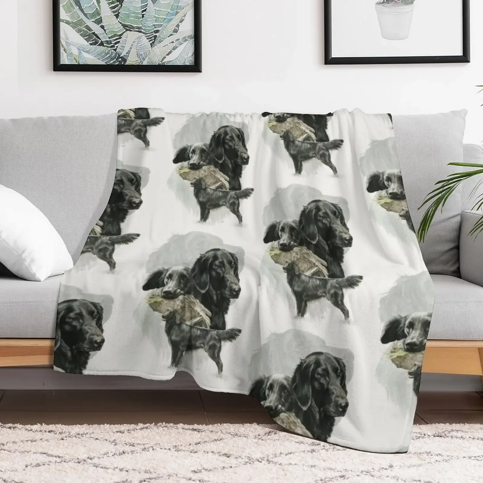 Flat-coated Retriever Medley Throw Blanket Fade Resistant Durable Throw Blanket
