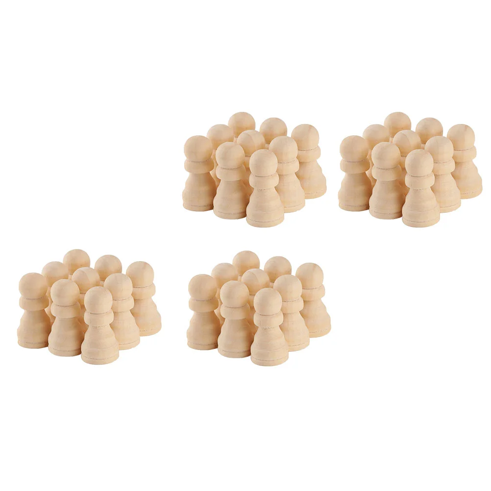50PCS Wooden Chess Pieces Unfinished Hand Painting Toys Kids Safe Board Game Accessories International Chess Set
