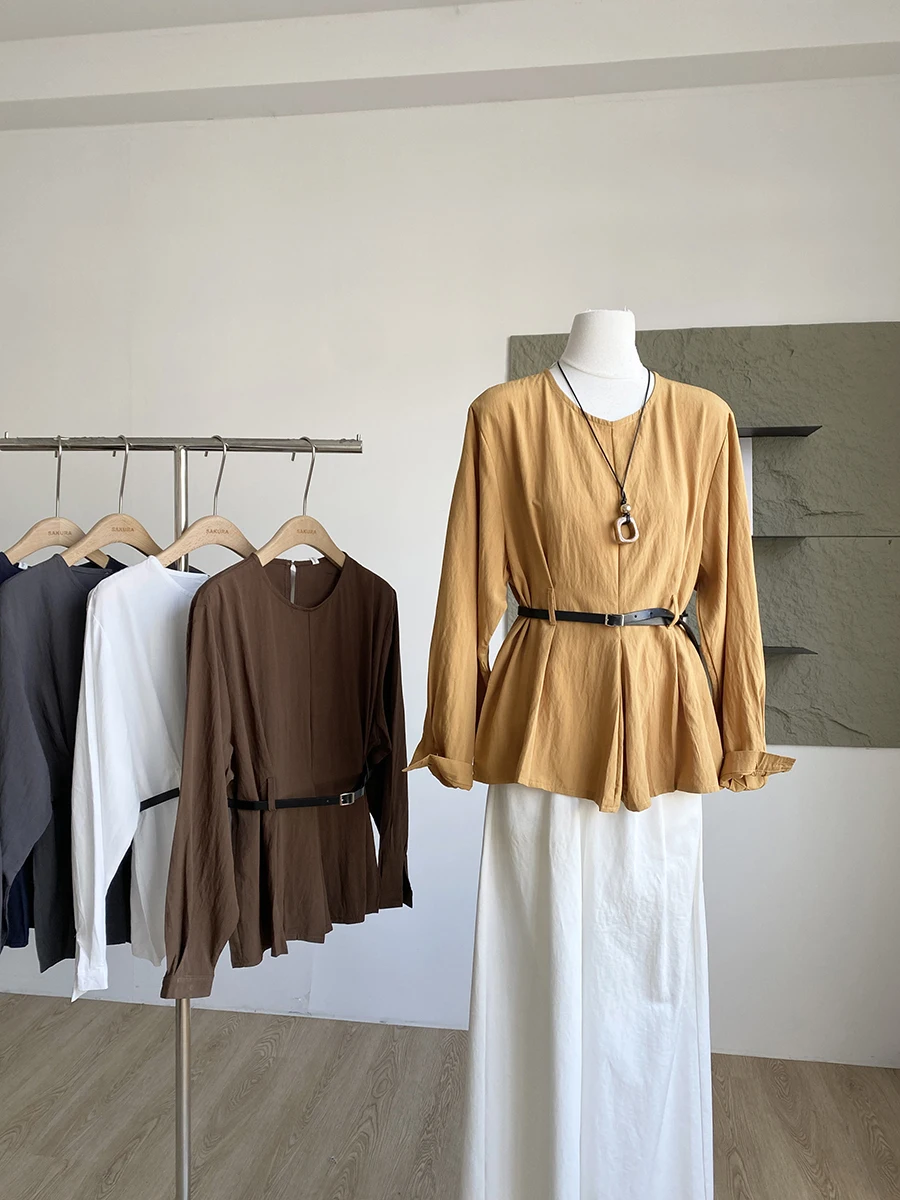 

Chic Gentle Pure Color Long Sleeve Women's Shirt Autumn 2025 New Loose Style Commute Fashion Polyester Fiber Regular Sleeve