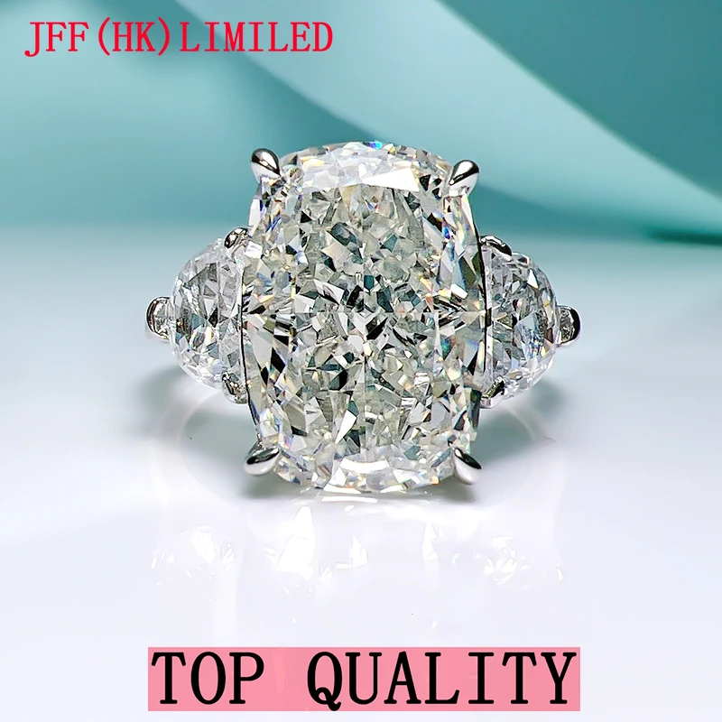 

Luxury three stone diamond ring broken ice cut new senior sense proposal 100% 18K gold 100% 9K gold ring Wedding ring