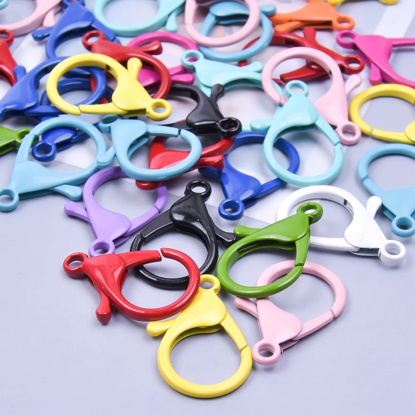 

10pcs/Lot Big 35x23mm Rainbow Color Lobster Clasps For Jewelry Making Supplies Metal DIY Keychain Necklace Accessories Component