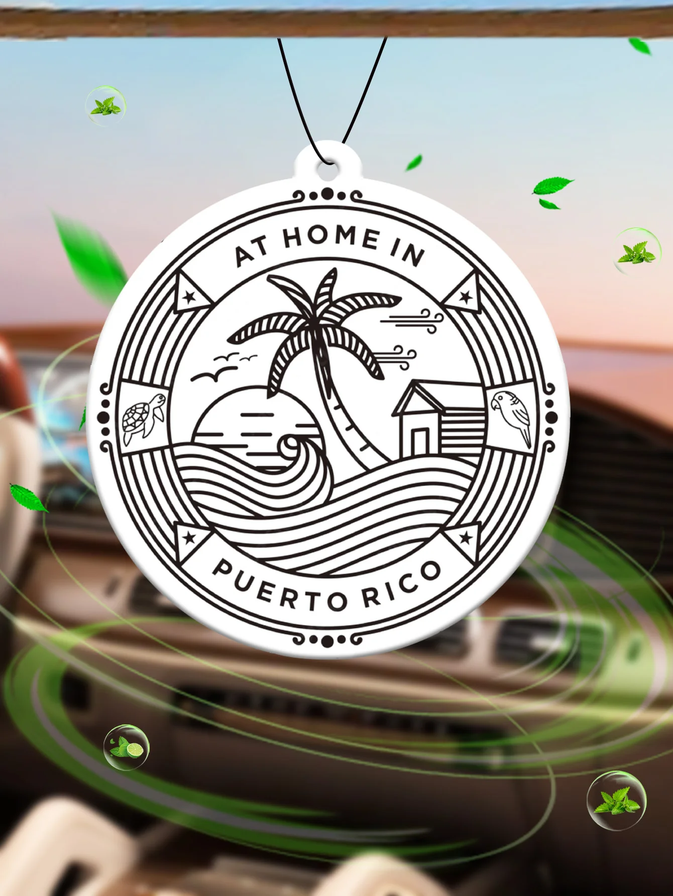 Puerto Rico Beach Logo Intercontinental Hotel (Hotel Scent) Car Air Freshener |   Rearview Mirror Hanger & Dual-Purpose Air Vent Clip |   Natural Material Aromatherapy Tablets |   Long-Lasting Fragrance for 90 Days |   Alcohol-Free |   Not Afraid of Direct Exposure to the Sun |   Designed Specifically for Odor Removal in Cars, Closets, and Bathrooms. |   Cartoon Animation Graphics |   Unisex |   Luxury-Grade Fragrance |   Same as Five-Star Hotels