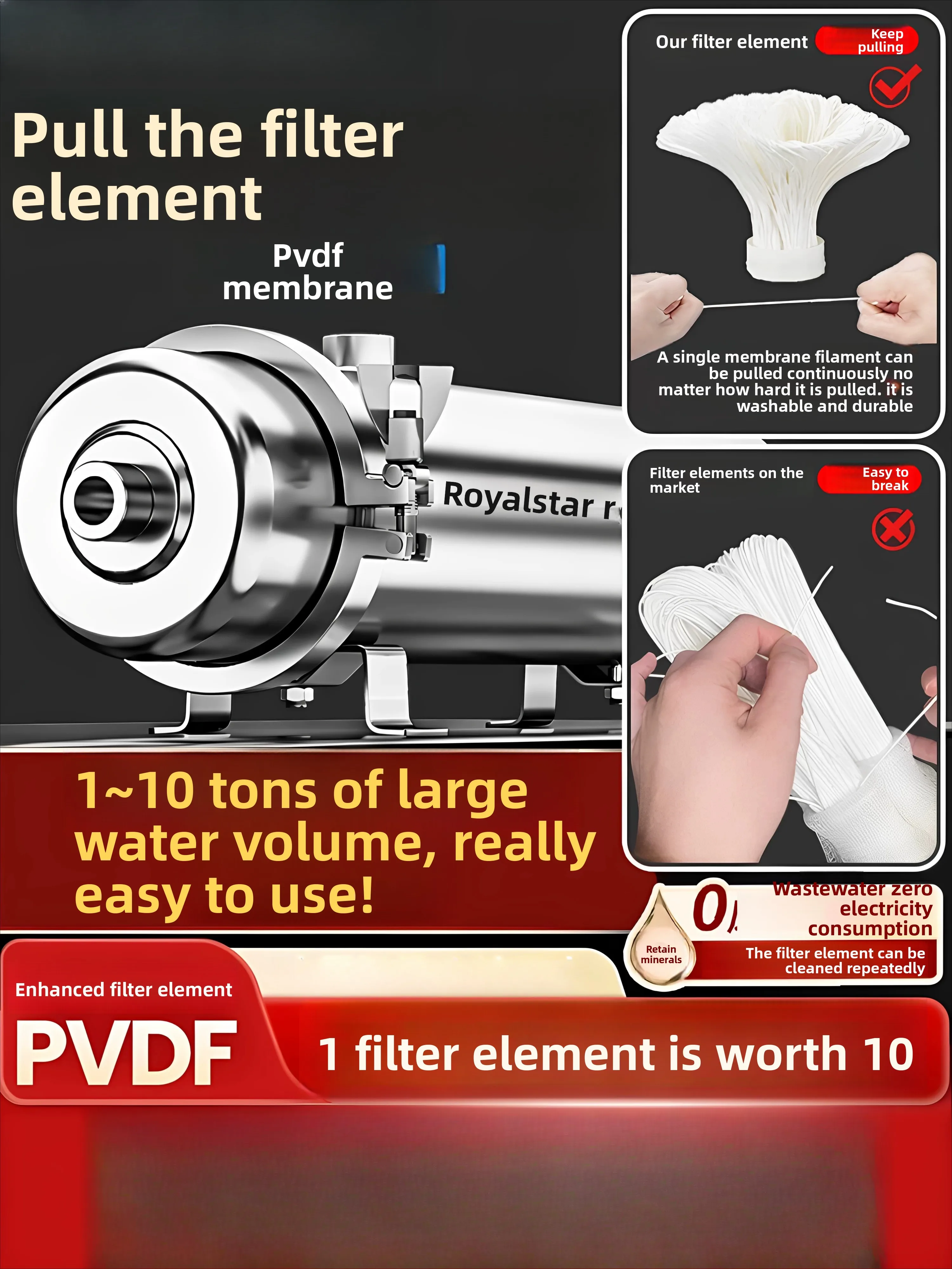 Household Central Ultrafiltration Water Filter PVDF Membrane for Tap & Well Water Kitchen Direct Drinking