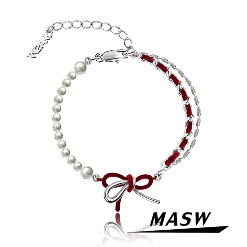 

MMASW Original Design 2023 Trend New Sweet Style Red Bowknot Charm Bracelet For Women Girl Gift Fashion Jewelry Accessories