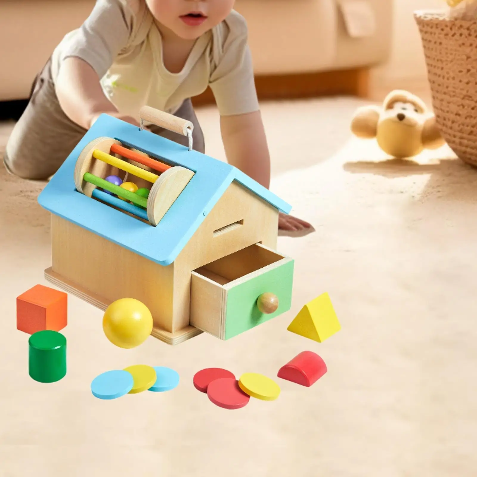 

Multifunctional Intelligence House, Object Permanent Box, Shape Sorting and Stacking Learning Toys