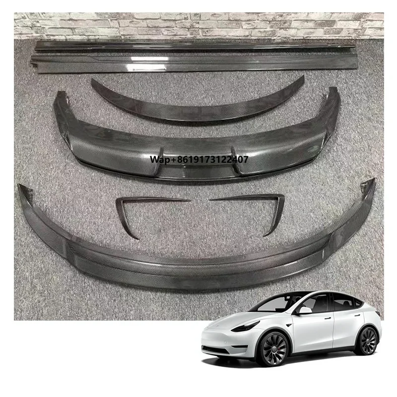 Car Modified Pieces Carbon Fiber Part Side Skirt Rear Diffuser Rear Spoiler Front Lip for Model 3 Bodykit