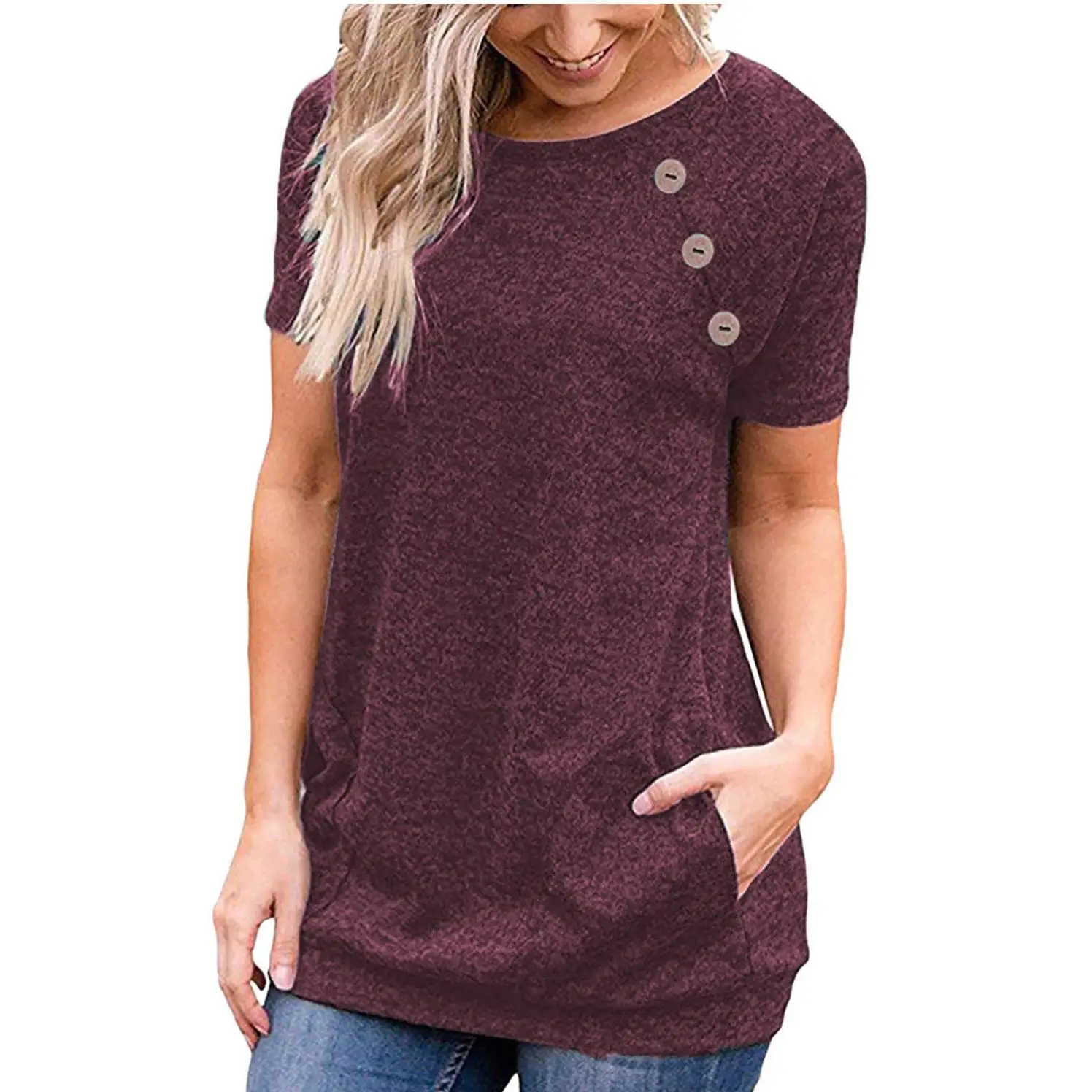 T-shirt casual da donna in poliestere con ket ort Sves, vestibilità ampia, collezione primaverile Faion da donna