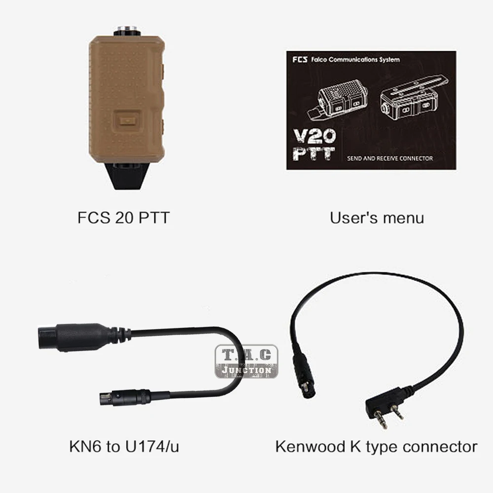 Comtac 3 III FCS-Tactical Headset V20 PTT RAC Radio Connector Standard KN6 to U174/U Adaptor For MTP3150 PD780 XTS KENWOOD DE