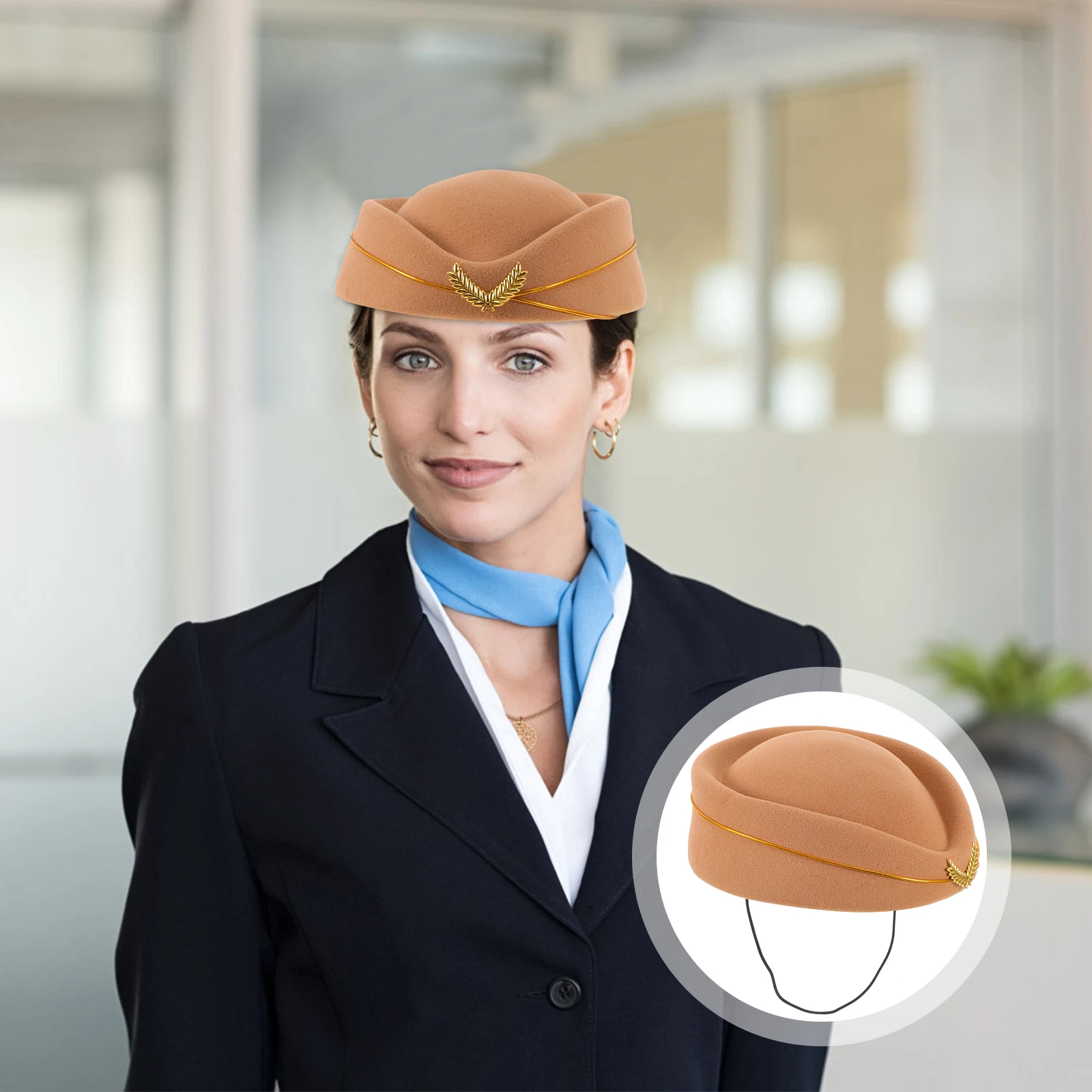 

Stewardess Hat Airline Costume for Women Flight Attendant Teens Girls Felt Accessories Has