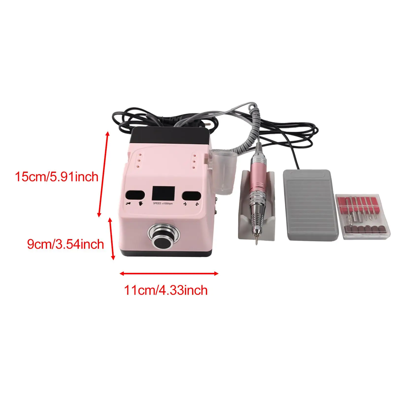 Elektryczna frezarka do paznokci do użytku domowego i salonowego, kompaktowa, cicha, narzędzie do manicure i pedicure do frezowania, rzeźbienia, ostrzenia, szlifowania i polerowania.