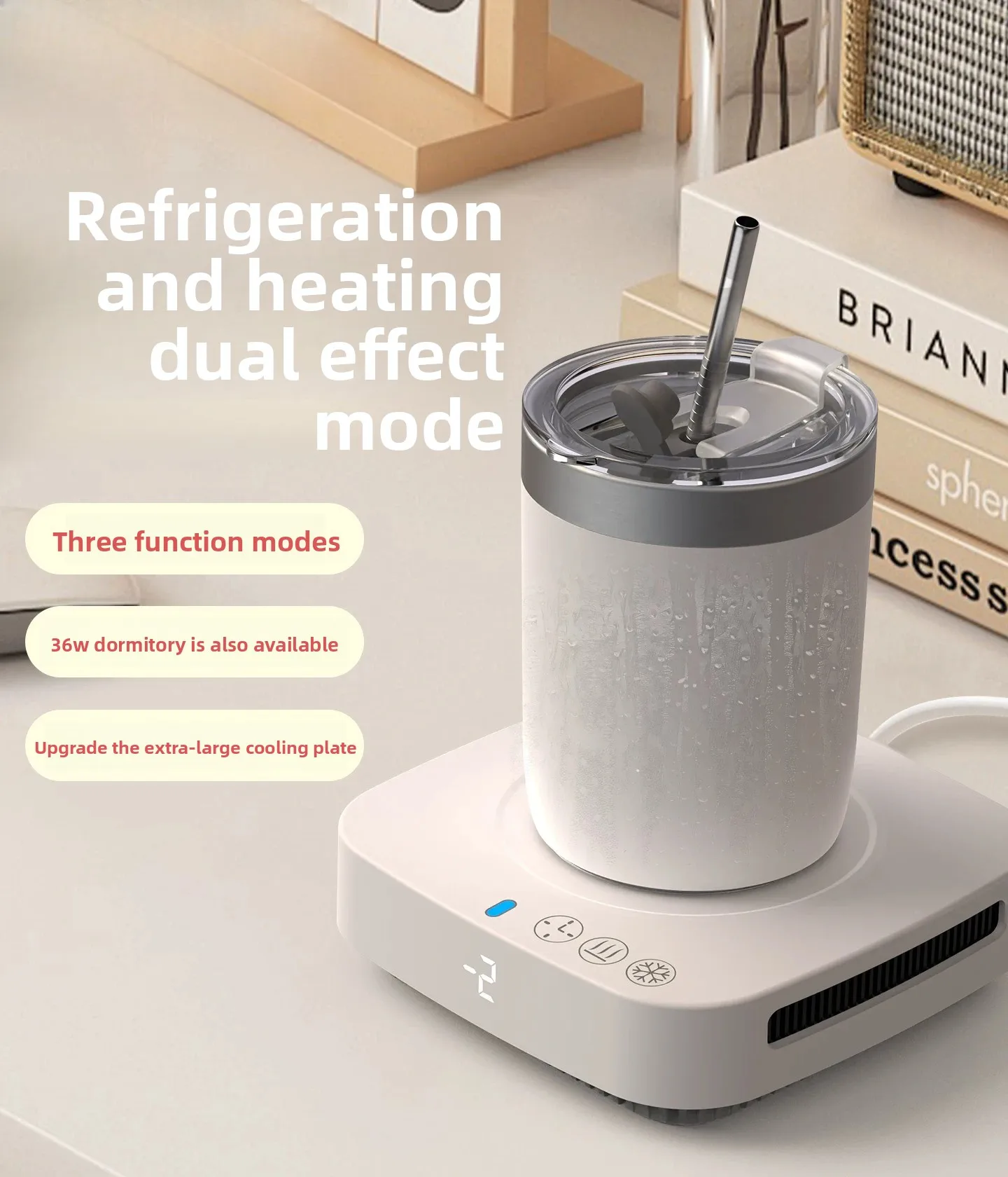 Dual Function Rapid Coolingt, Constant Temperature Desktop Beverage Chiller Warmer, Mini Drink Cooler for Office Iced