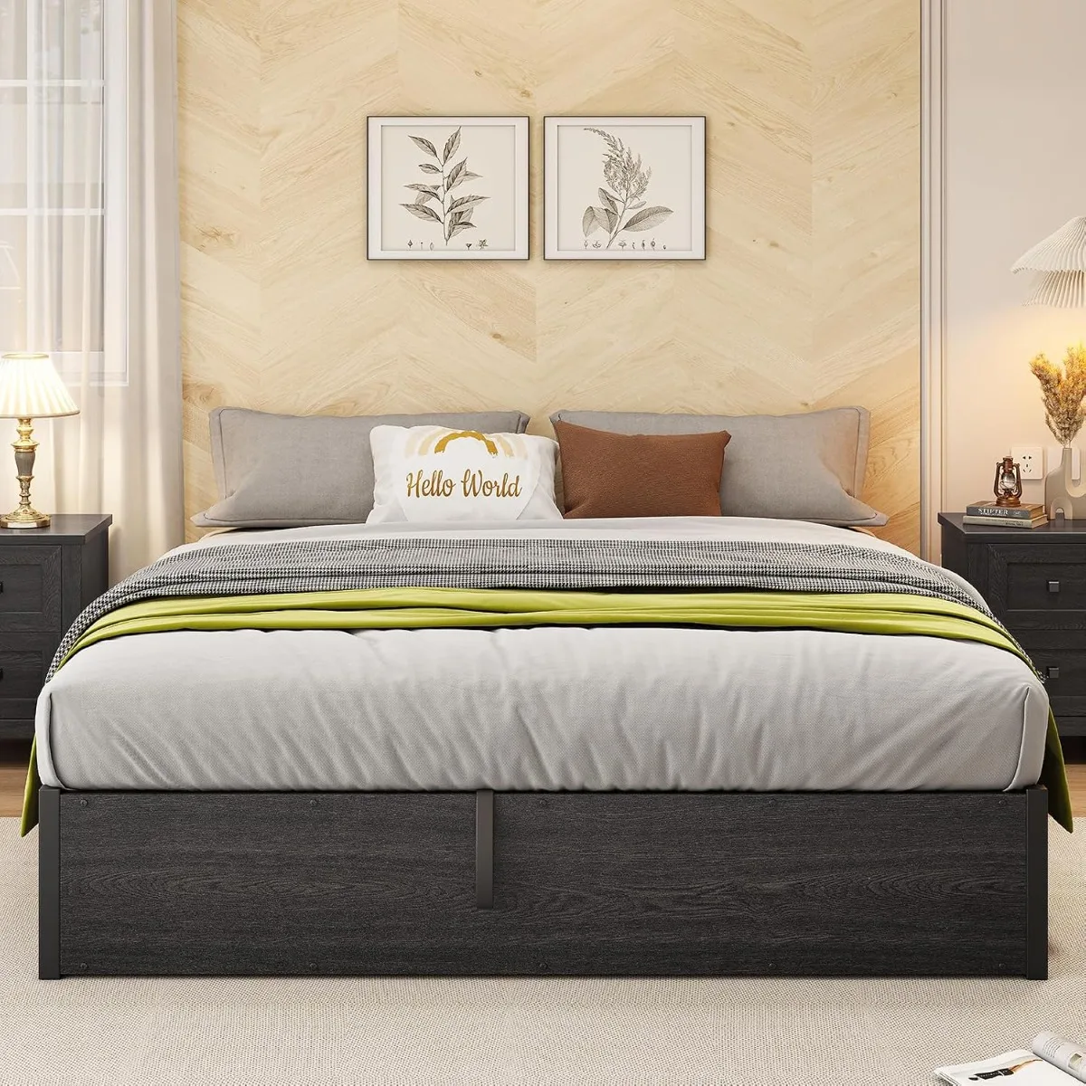 Lift Up Storage Bed, Queen Bed Frame with Storage Underneath, Wooden Platform Bed Frame, Solid Wood Slats Support, Customized