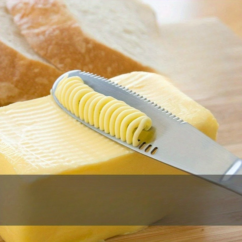 

3 in 1 Stainless Steel Butter Knife Cheese Dessert Jam Spreaders Cream Scraper Bread Splitter Butter Spreader